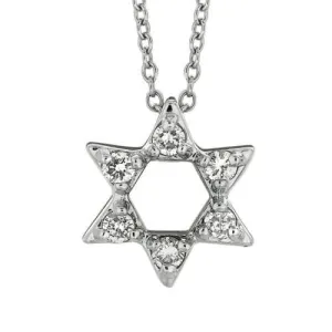 0.20 Carat Natural Diamond Star of David Necklace 14K White Gold G SI 18'' chain