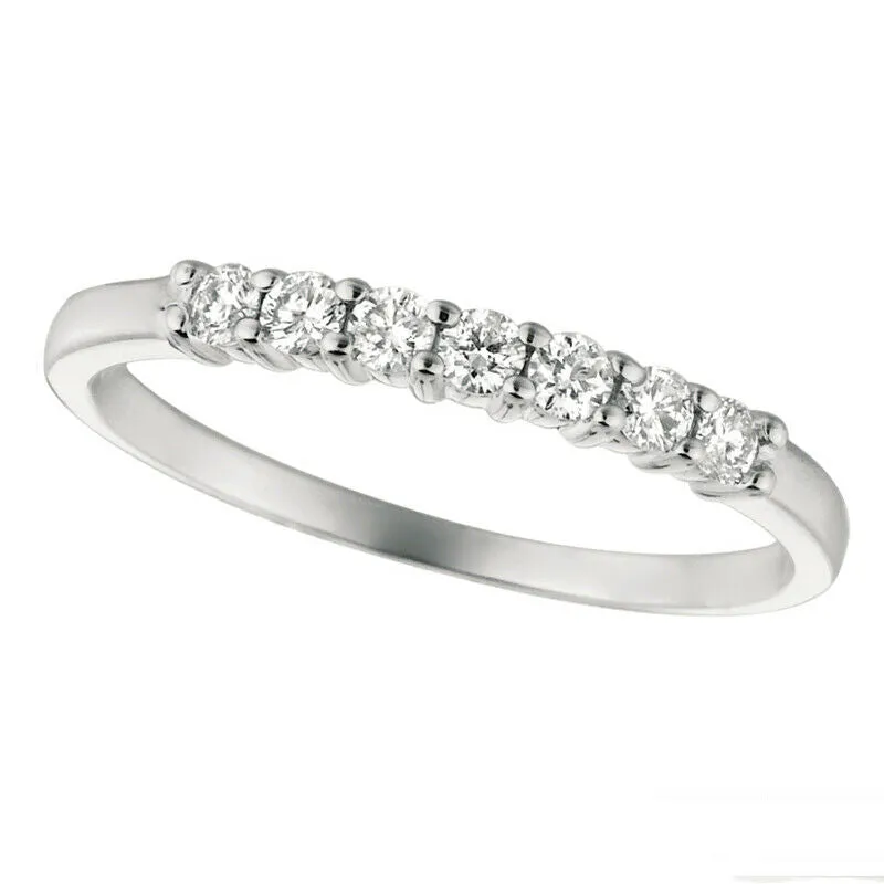 0.25 Carat Natural 7 Stone Diamond Ring G SI 14K White Gold