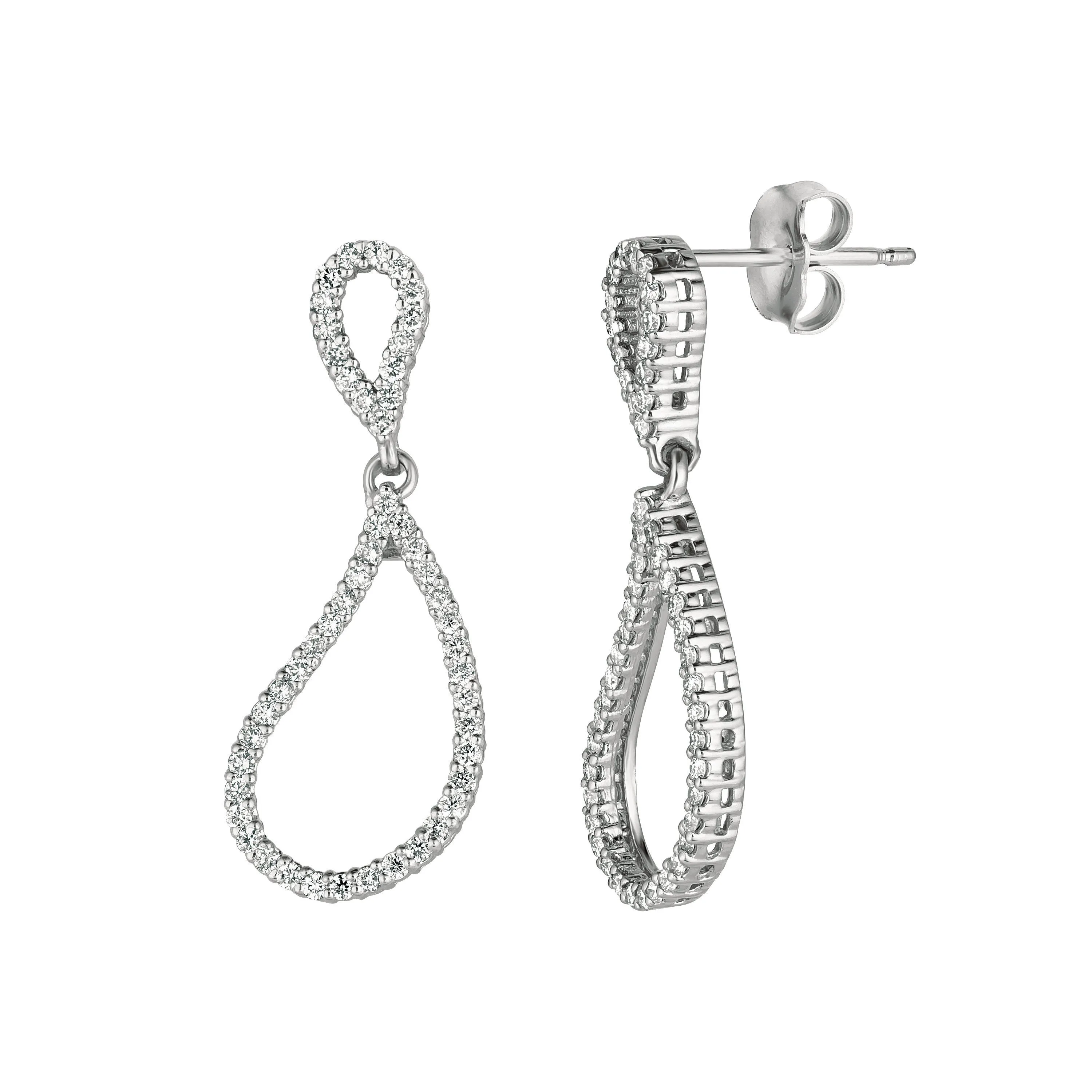 0.50 Carat Natural Diamond Earrings G SI 14K White Gold