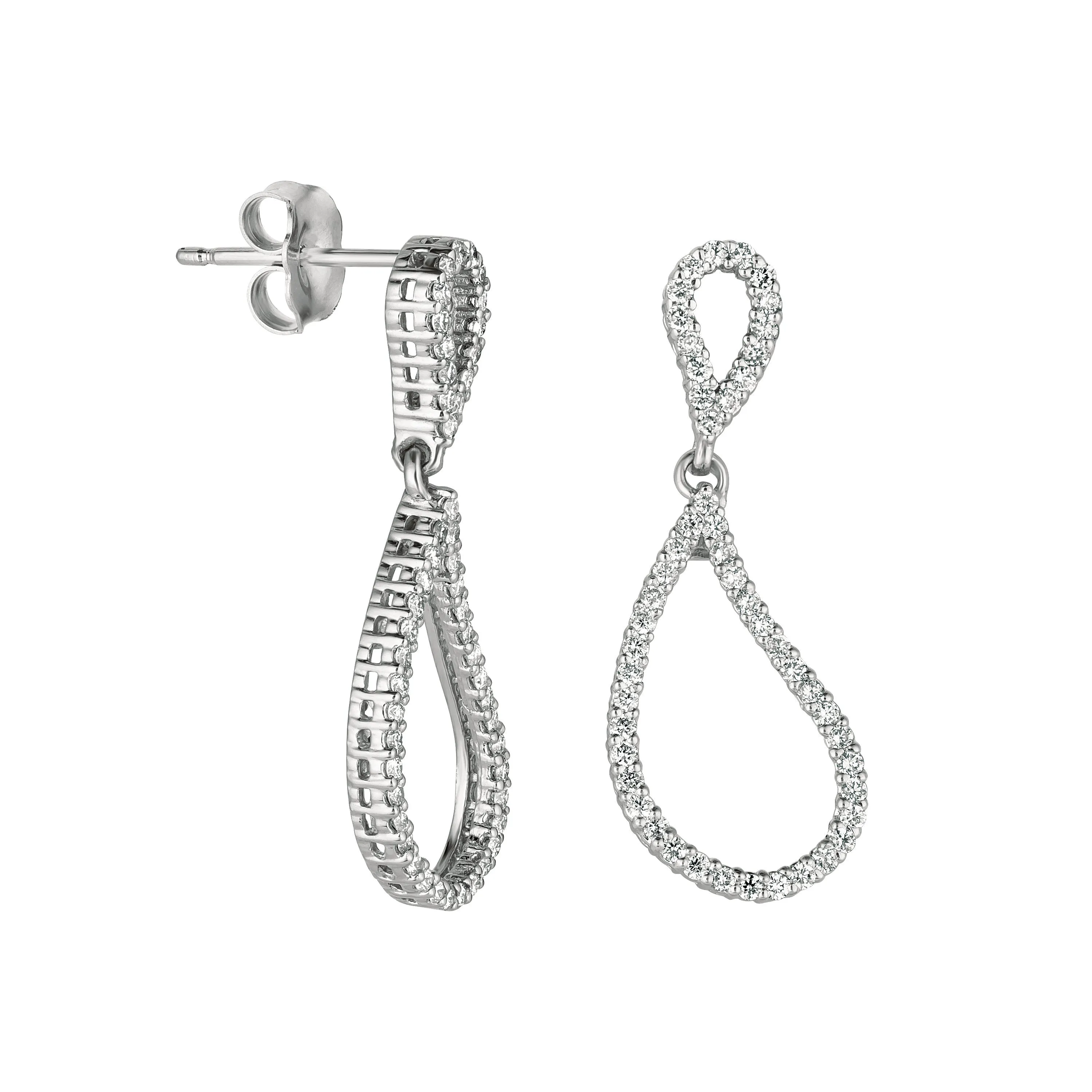 0.50 Carat Natural Diamond Earrings G SI 14K White Gold