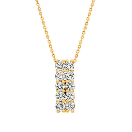 0.50 Carat Natural Diamond Two Rows Necklace 14K Yellow Gold G-H SI 18''