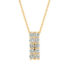0.50 Carat Natural Diamond Two Rows Necklace 14K Yellow Gold G-H SI 18''