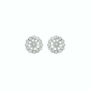 0.50 Ct 2 pointers Natural Diamond Jacket Earrings 14K White Gold center 5 MM