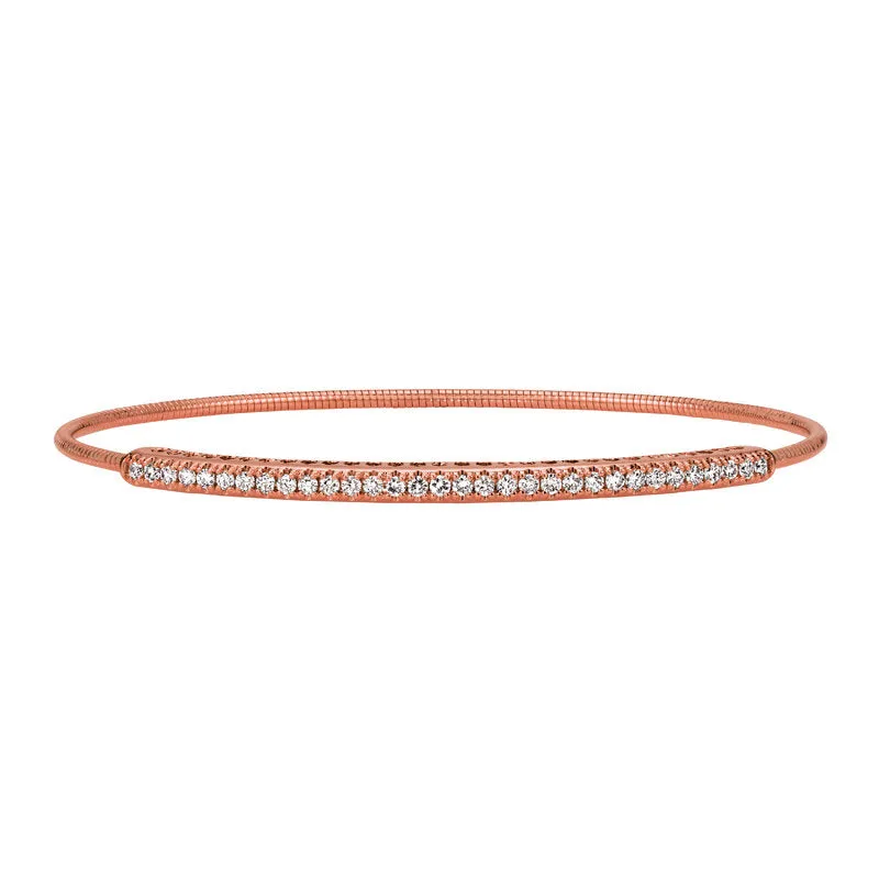 0.60 Carat Natural Diamond Stretchable Bangle Bracelet G SI 14K Yellow Gold