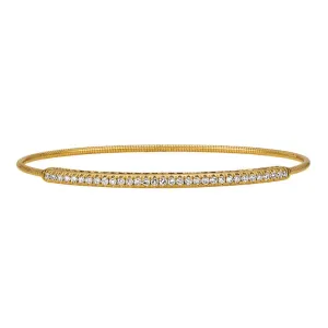 0.60 Carat Natural Diamond Stretchable Bangle Bracelet G SI 14K Yellow Gold