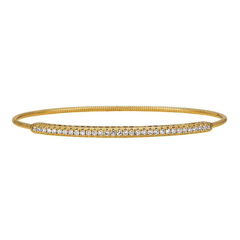 0.60 Carat Natural Diamond Stretchable Bangle Bracelet G SI 14K Yellow Gold