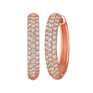 0.75 Carat Natural Diamond Hinged Hoop Earrings G SI 14K Rose Gold