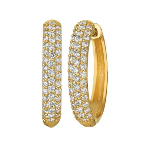 0.75 Carat Natural Diamond Hinged Hoop Earrings G SI 14K Yellow Gold