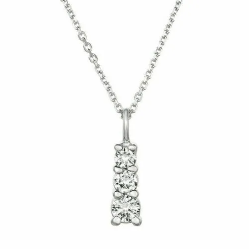 0.80 Carat Natural Diamond Necklace Pendant 14K White Gold G SI 18 inches chain