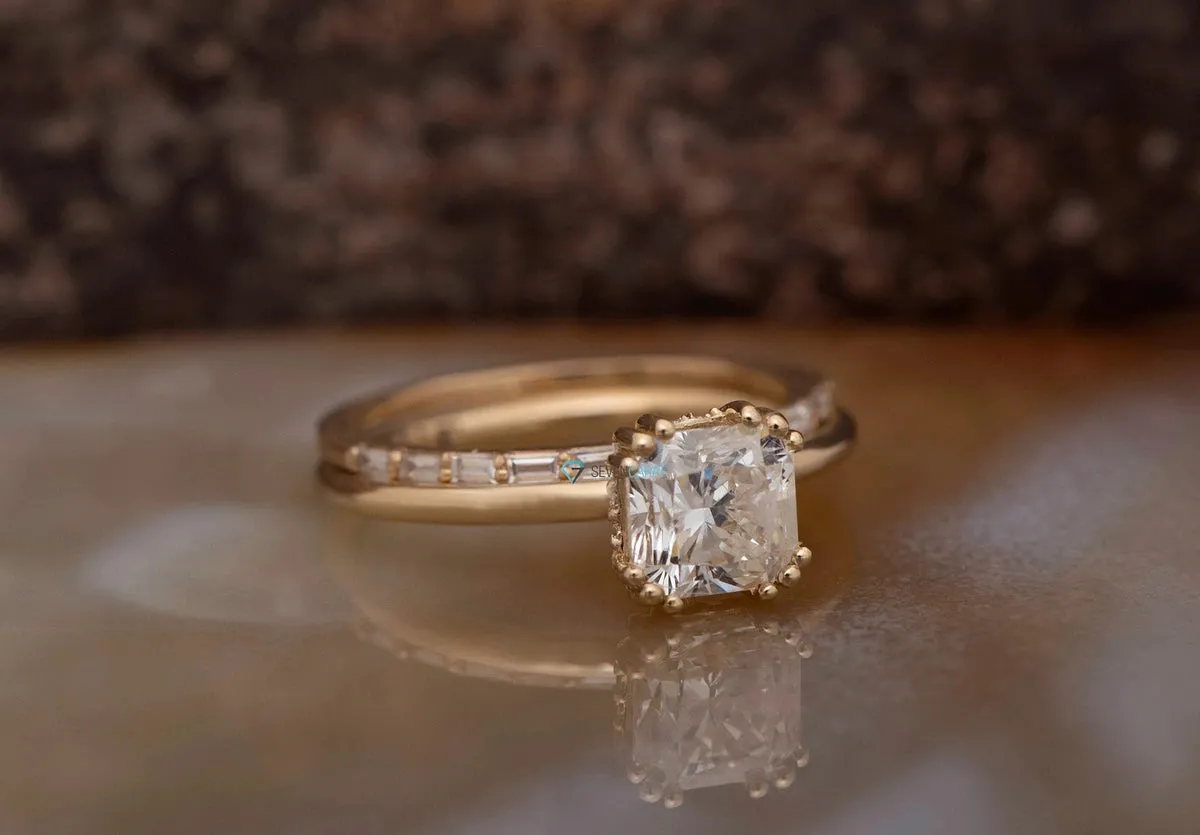 0.88 carat Radiant solitaire ring