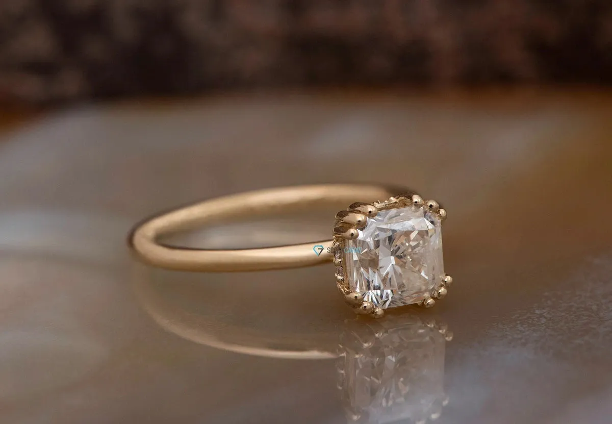 0.88 carat Radiant solitaire ring