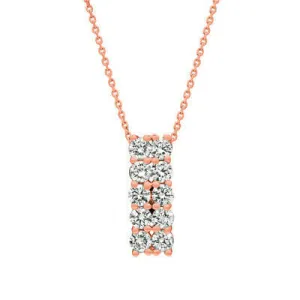 1.00 Carat Natural Diamond Two Rows Necklace 14K Rose Gold G-H SI 18''