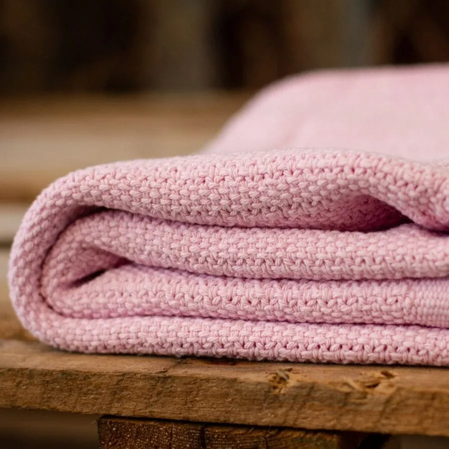 100% Cotton Cellular Baby Blanket - Dusky Pink