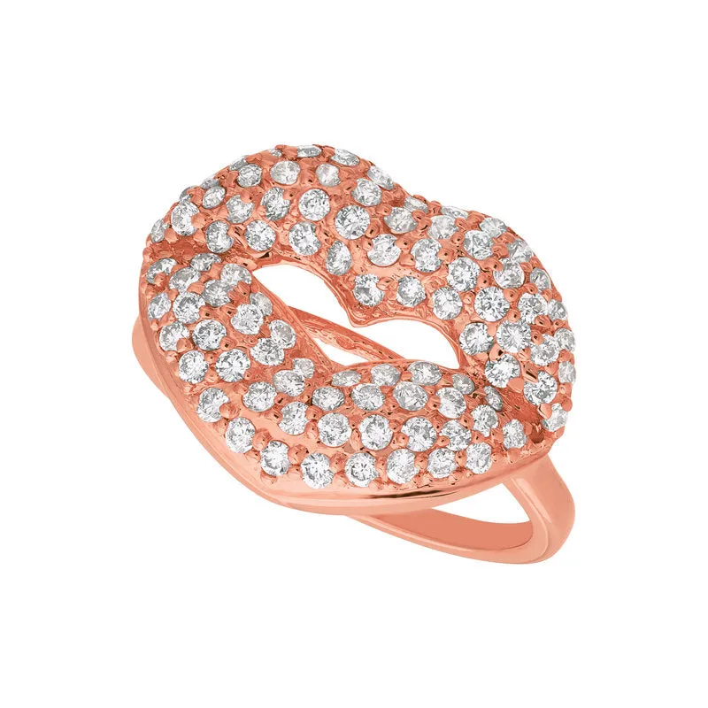 1.05 Carat Natural Diamond Lips Ring G SI 14K White Gold