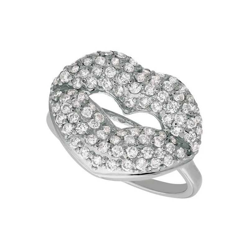 1.05 Carat Natural Diamond Lips Ring G SI 14K White Gold