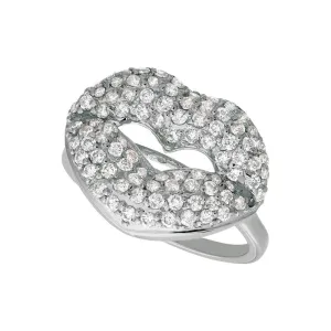 1.05 Carat Natural Diamond Lips Ring G SI 14K White Gold