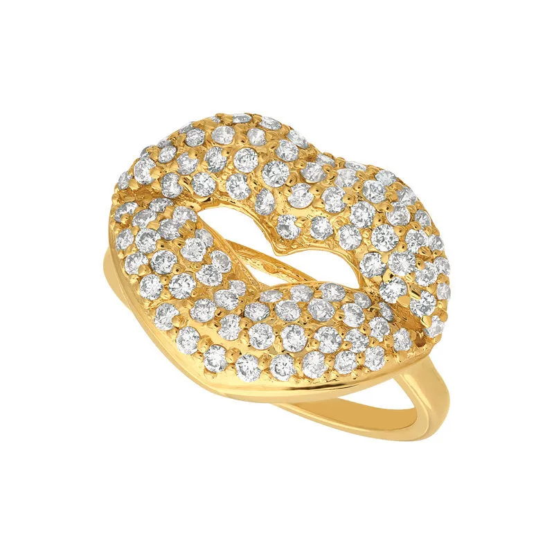 1.05 Carat Natural Diamond Lips Ring G SI 14K White Gold