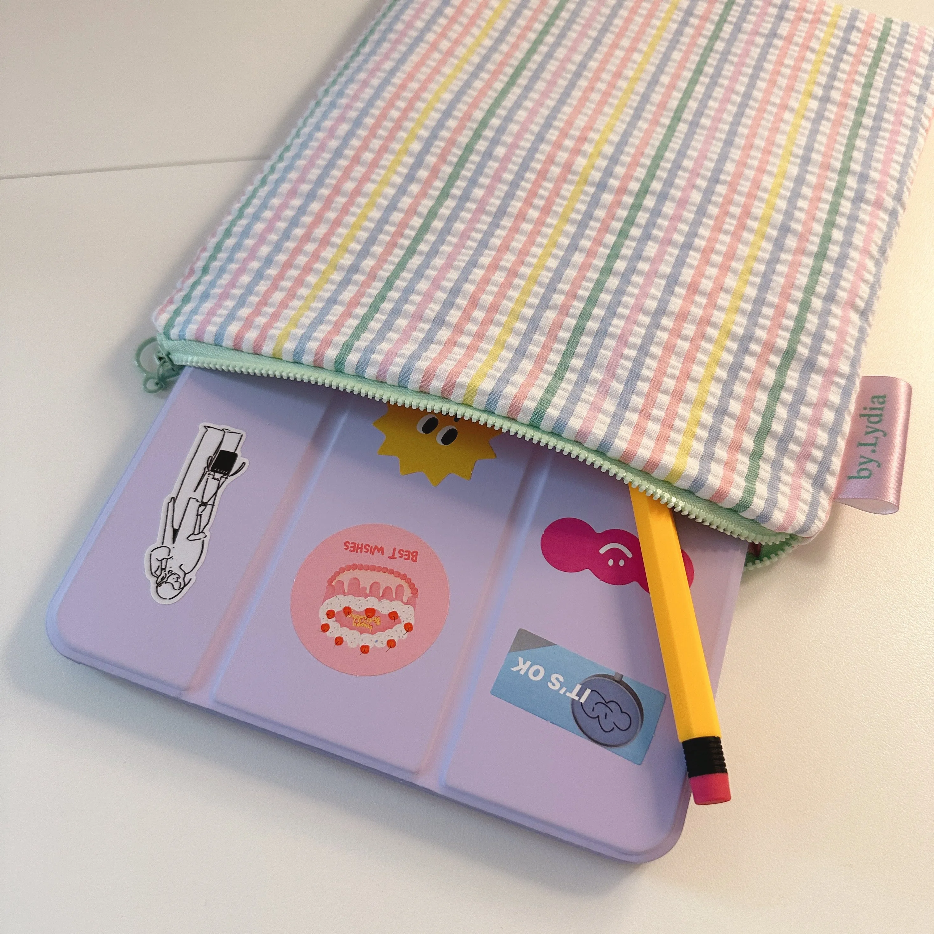 11" iPad Pouch - Summer Stripe/Green