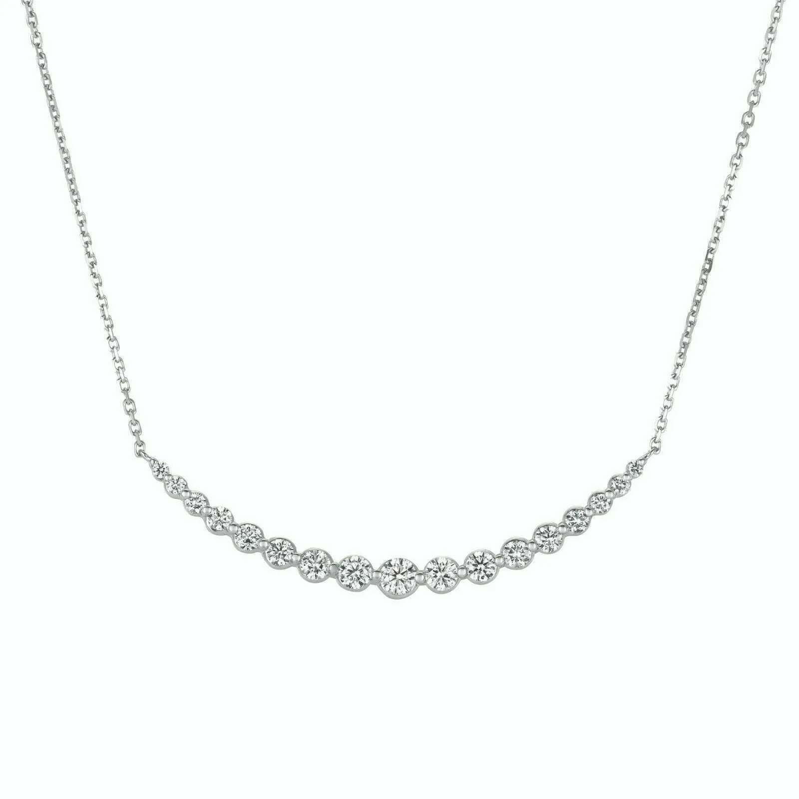 1.35 Carat Natural Diamond Necklace 14K White Gold G SI 18 inches chain