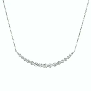 1.35 Carat Natural Diamond Necklace 14K White Gold G SI 18 inches chain
