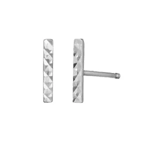 14K Gold Diamond Cut Bar Stud Earrings