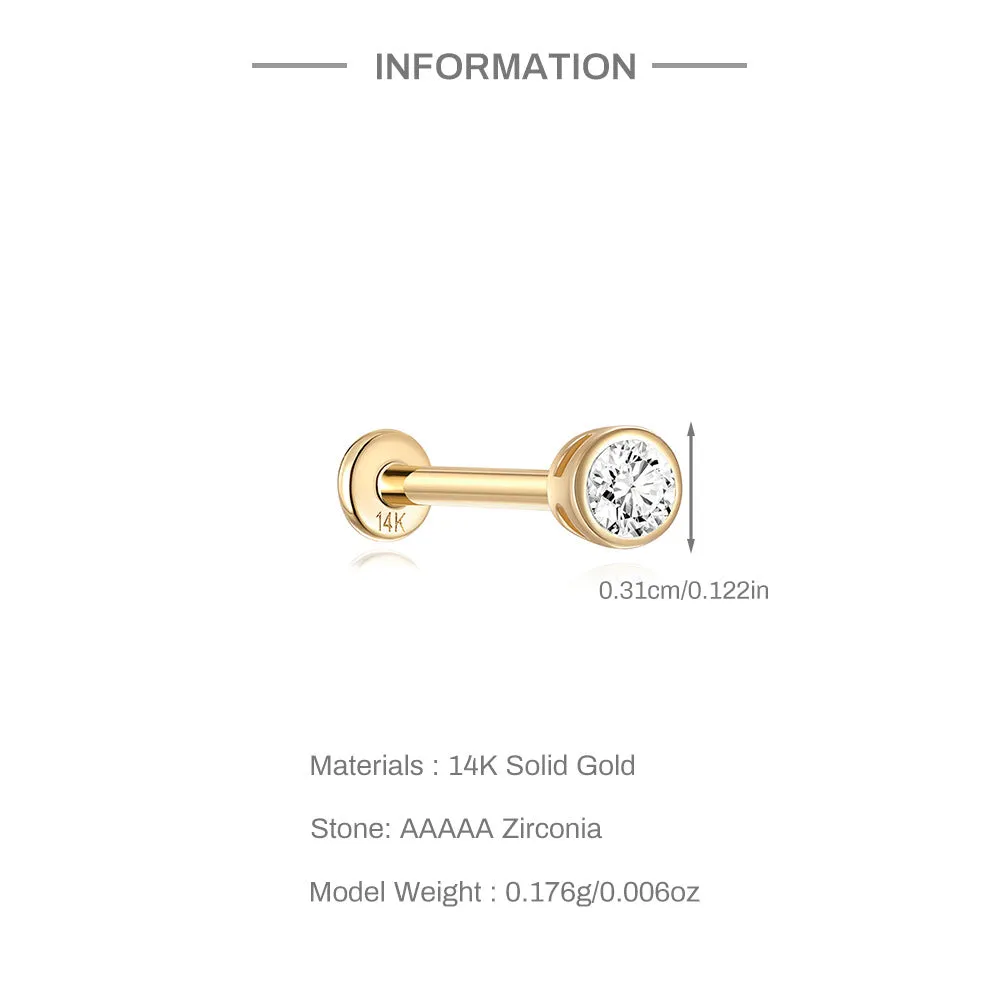 14k Gold Full Edge Single Gold Flat Back Earrings