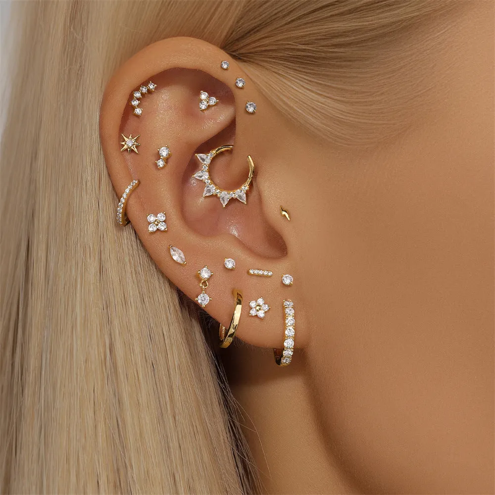 14k Gold Sunflower Gold Flat Back Earrings