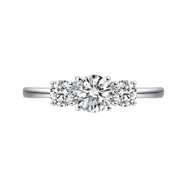 14k White Gold Three-Stone 0.5 Carat Lab Grown Diamond Engagement Ring