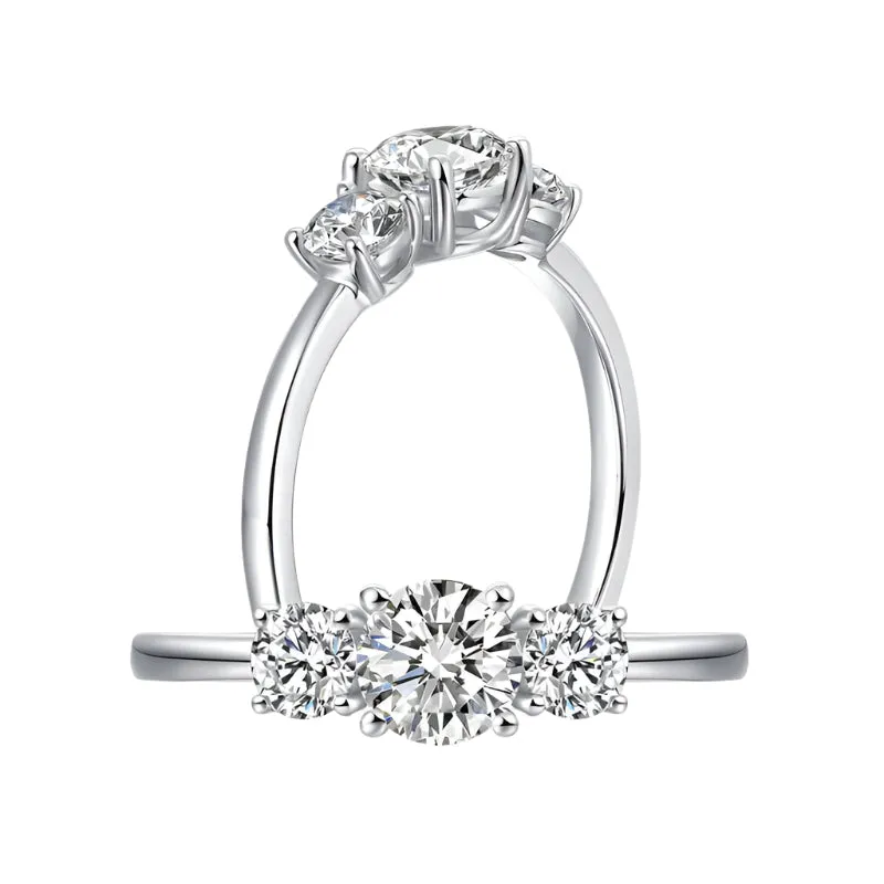14k White Gold Three-Stone 0.5 Carat Lab Grown Diamond Engagement Ring