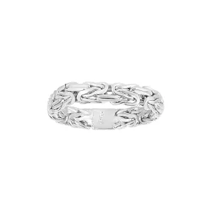 14kt White Gold 4.1mm Shiny Byzantine Band Type Size 07 Ring