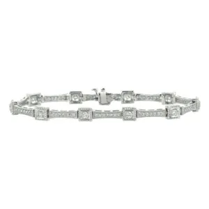 1.50 Carat Natural Diamond Bracelet G SI 14K White Gold 7 inches
