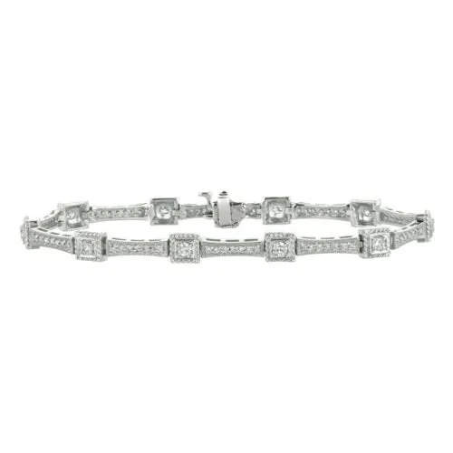 1.50 Carat Natural Diamond Bracelet G SI 14K White Gold 7 inches