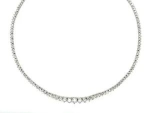 15.00 Carat Natural Diamond Tennis Graduated 3 Prong Necklace G SI 14K White Gold