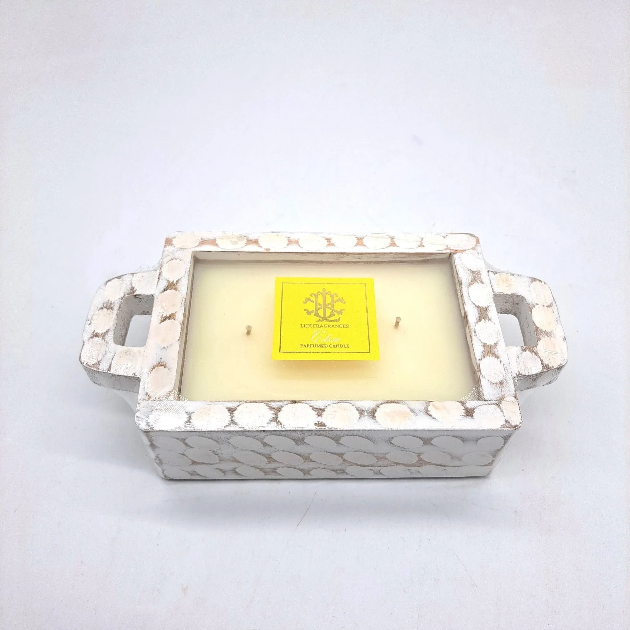 $15.00 min 4 - Citron Whitewash Rectangle Candle