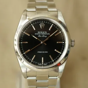 1999 ROLEX AIR-KING BLACK 14000 WATCH PAPER W/ RSC CARD