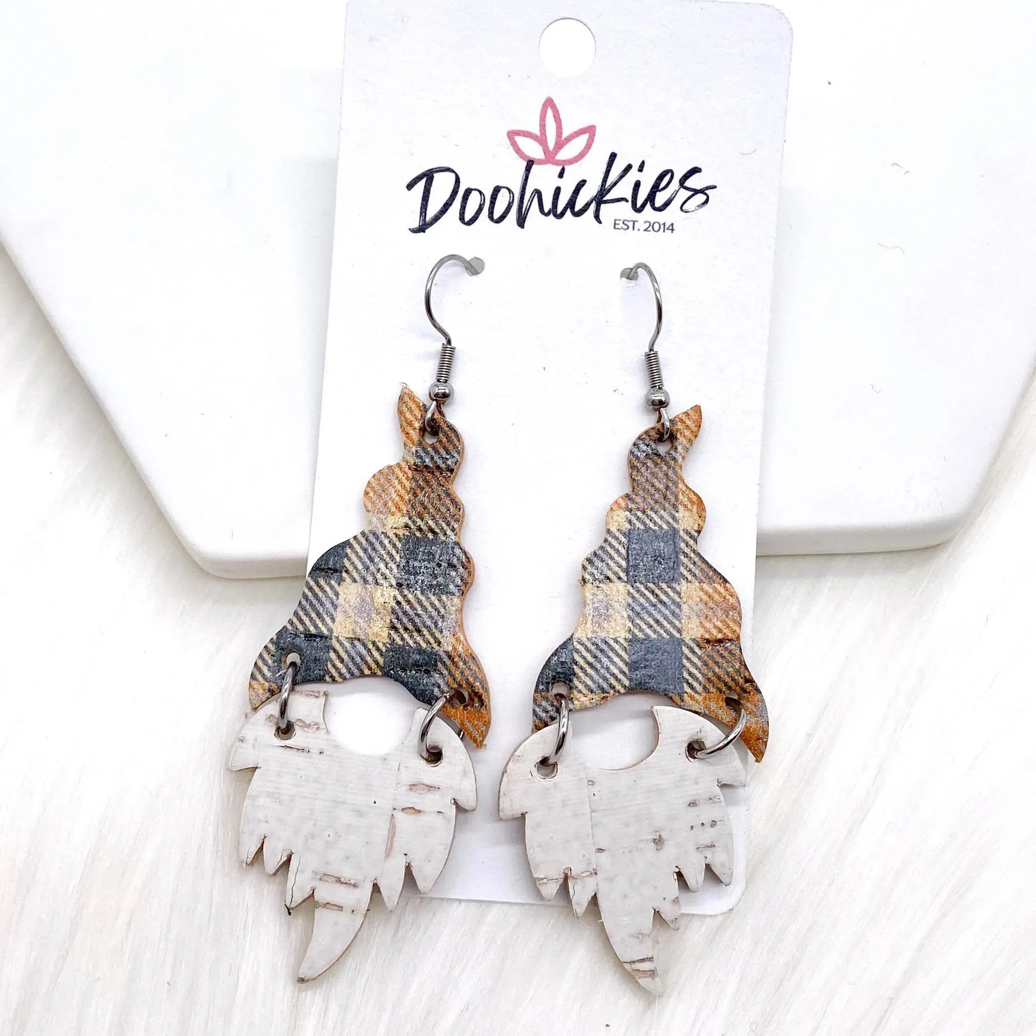 2.5" Fall Plaid Gnomes -Fall Earrings