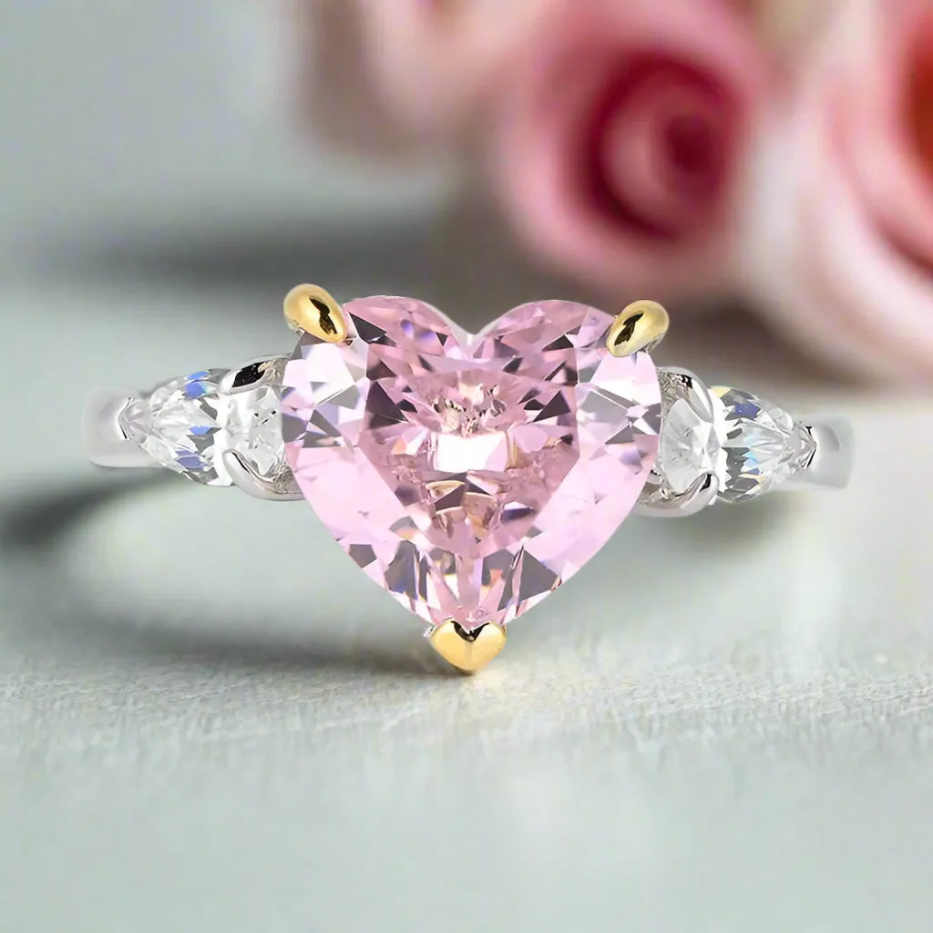 3.0ct Stone Heart Cut Three Stone Engagement Ring