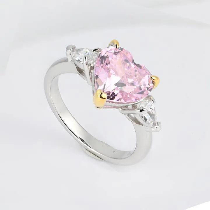 3.0ct Stone Heart Cut Three Stone Engagement Ring