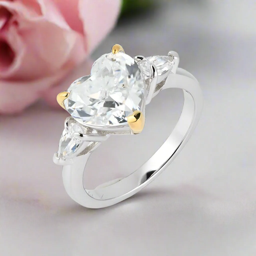 3.0ct Stone Heart Cut Three Stone Engagement Ring
