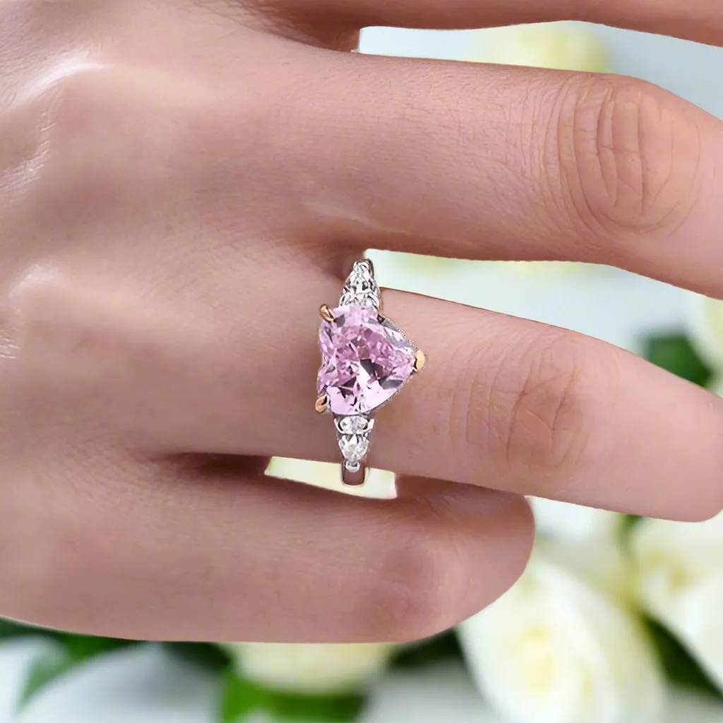 3.0ct Stone Heart Cut Three Stone Engagement Ring