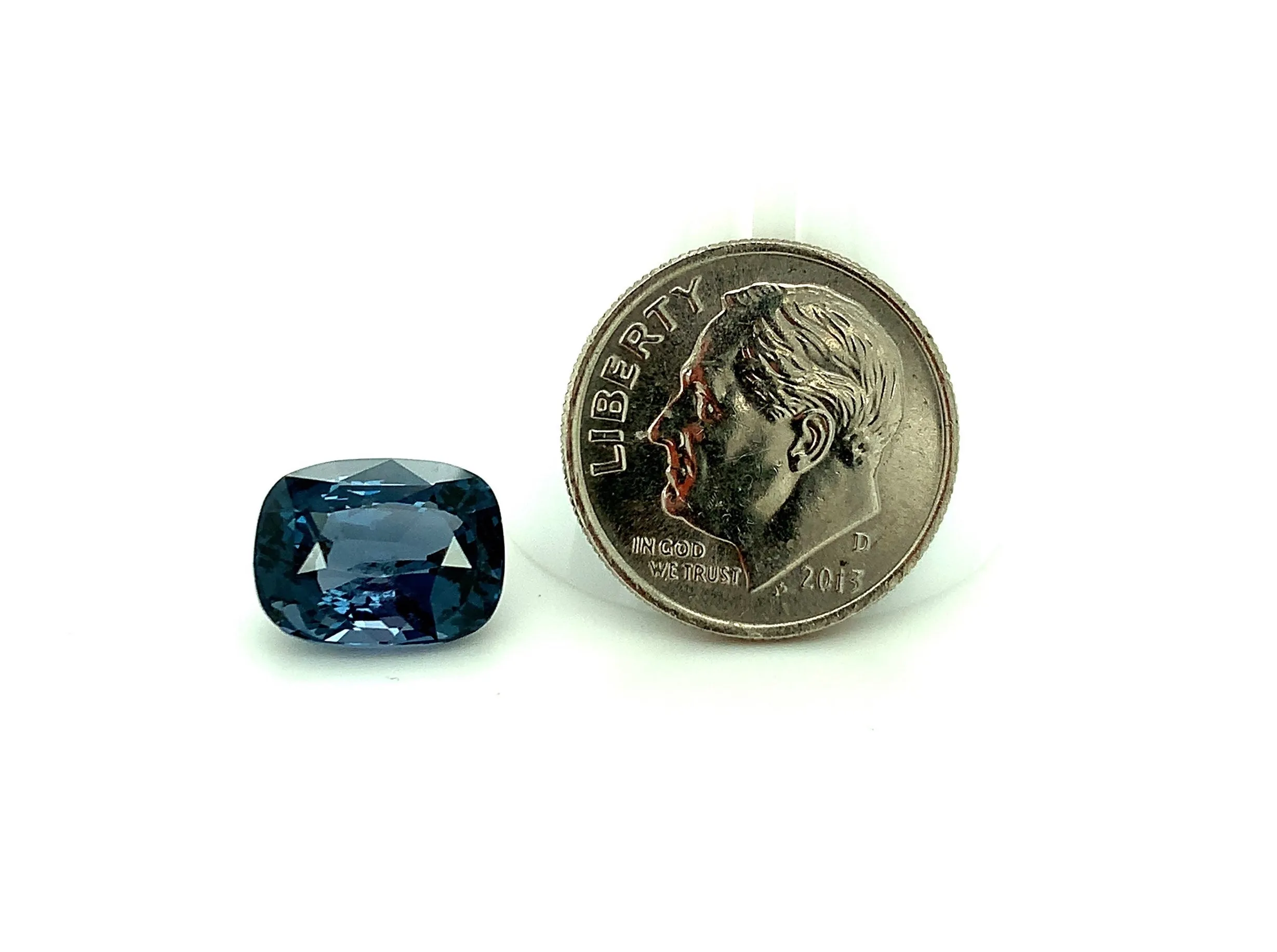 4.90 ct. Blue Spinel Cushion GIA, Unset 3-Stone Engagement Ring or Pendant Gem
