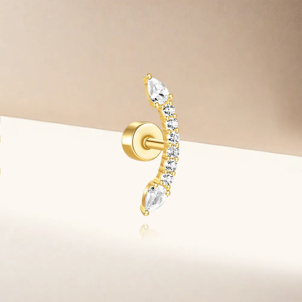 925 Silver Snake CZ Diamond Flat Back Earrings
