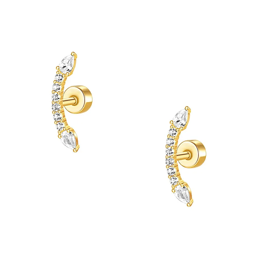 925 Silver Snake CZ Diamond Flat Back Earrings