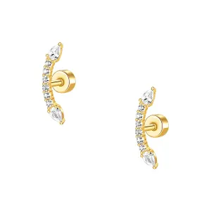 925 Silver Snake CZ Diamond Flat Back Earrings