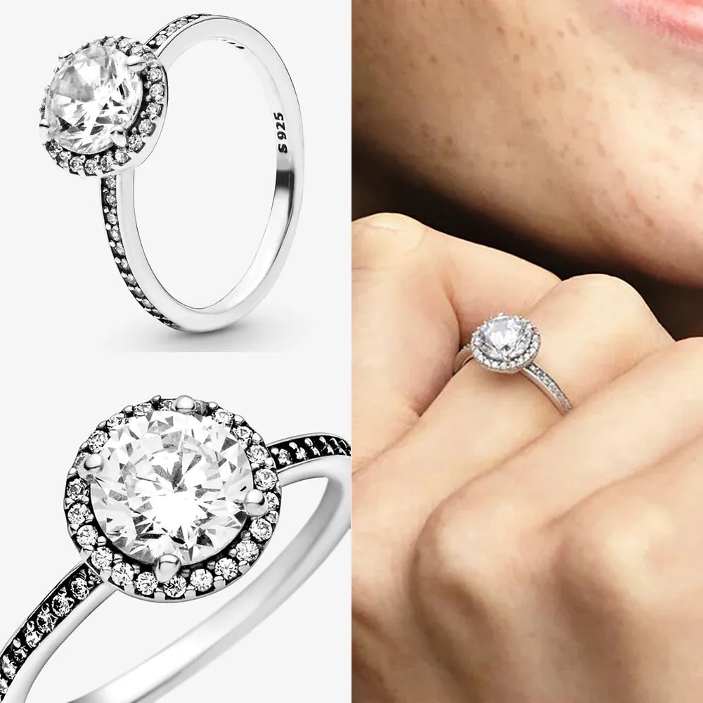 925 Silver Tiara Crown Heart CZ Ring for Women