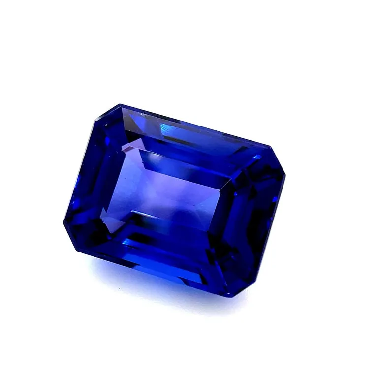 9.91 Carat Tanzanite Emerald Cut, Unset 3-Stone Ring Pendant Enhancer Gemstone