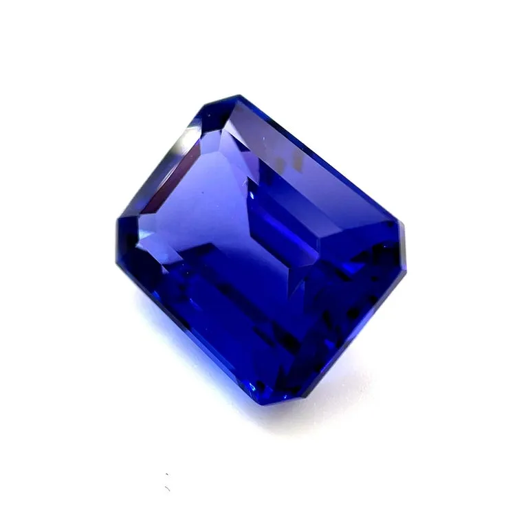 9.91 Carat Tanzanite Emerald Cut, Unset 3-Stone Ring Pendant Enhancer Gemstone