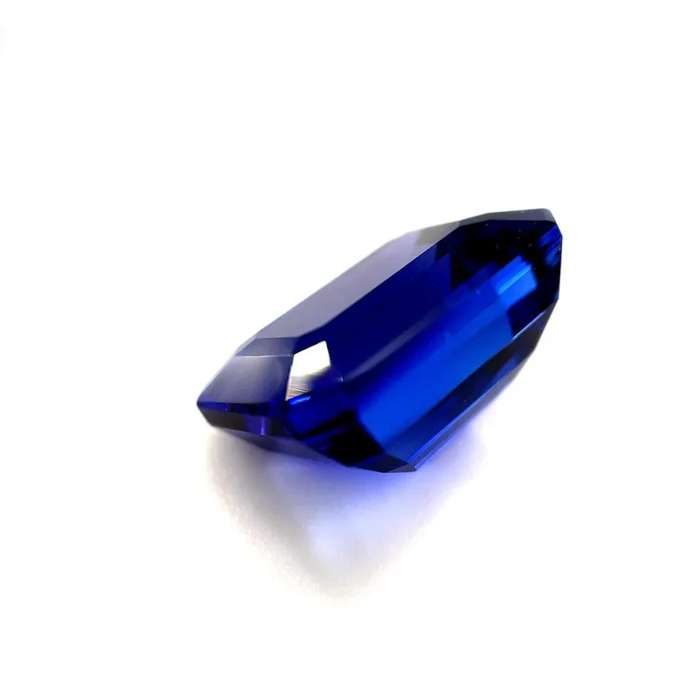 9.91 Carat Tanzanite Emerald Cut, Unset 3-Stone Ring Pendant Enhancer Gemstone