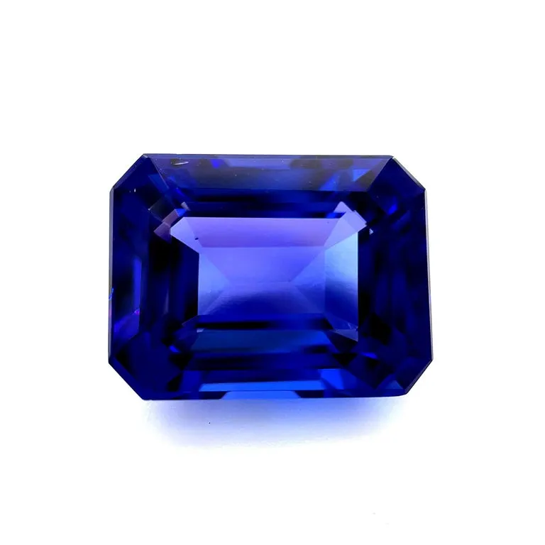9.91 Carat Tanzanite Emerald Cut, Unset 3-Stone Ring Pendant Enhancer Gemstone