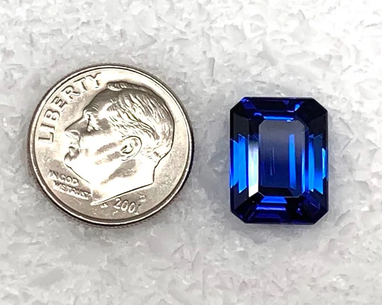 9.91 Carat Tanzanite Emerald Cut, Unset 3-Stone Ring Pendant Enhancer Gemstone